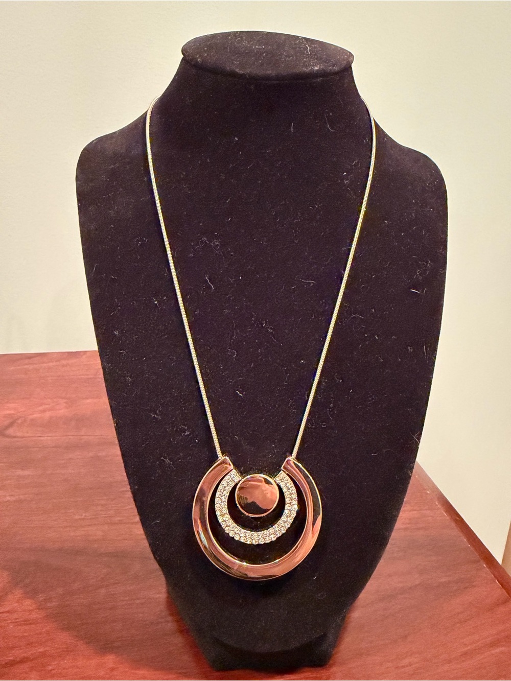 Gold-Tone Circle Pendant Necklace with Crystal Accent - Women Jewelry